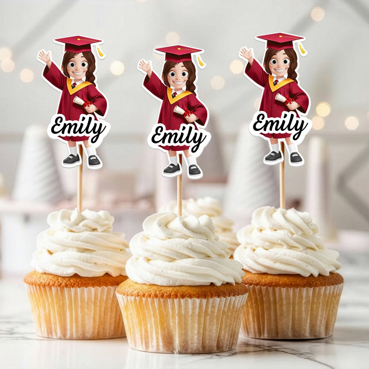 Custom Preschool Kindergarten Graduation - Personalized Cupcake Toppers