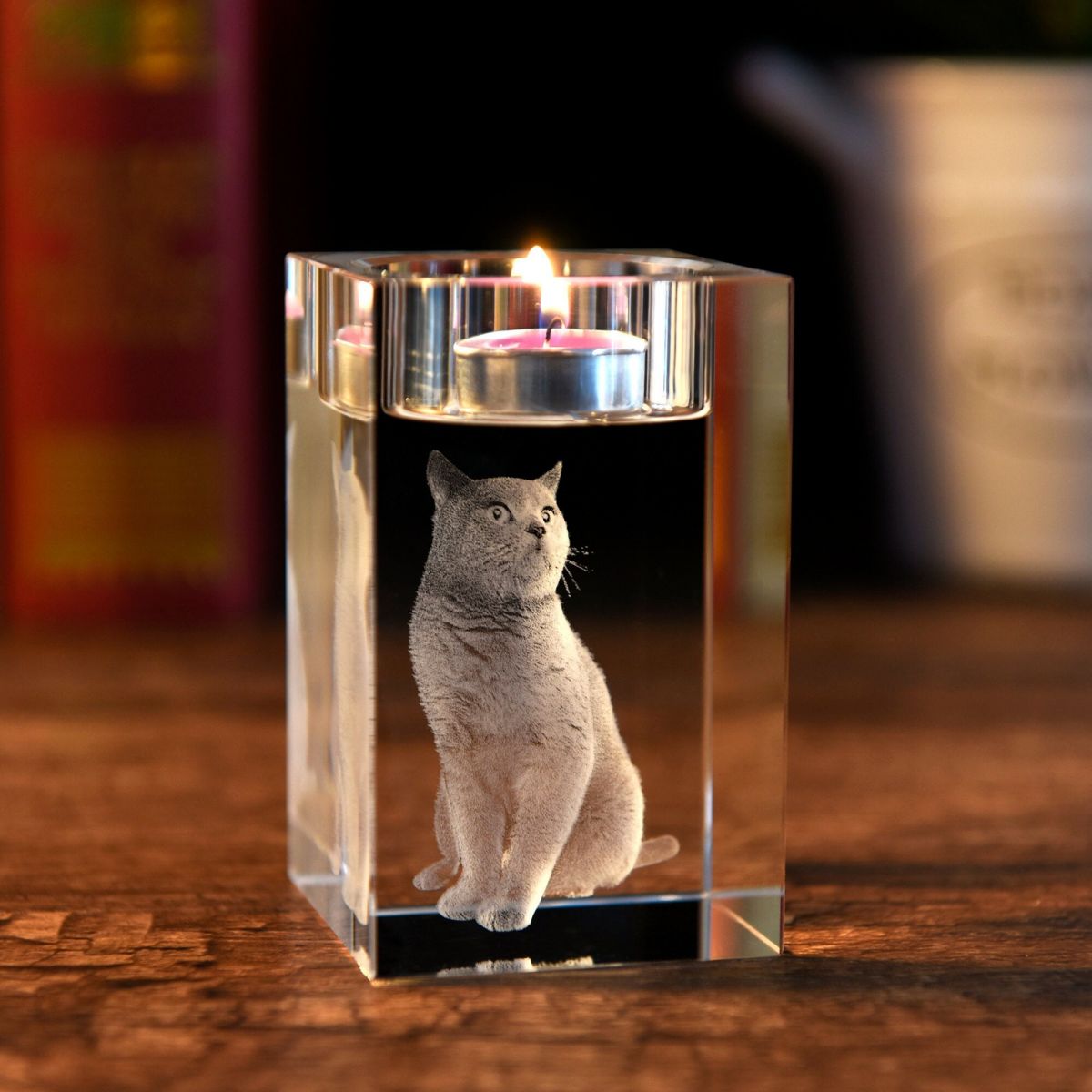 Personalized 3D Photo Engraved Crystal Candelabra