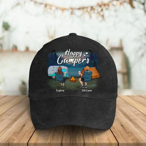Personalized Camping Couple Cap - Gift Idea For Couple/Camping Lover - Happy Campers