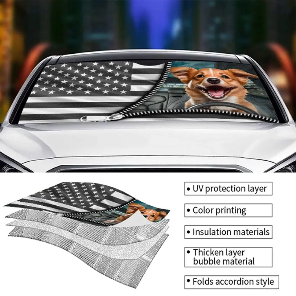 Dog & Cat Personalized Auto Windshield Sunshade, Car Window Protector -  Life Is A Grand Adventure, Go Live It