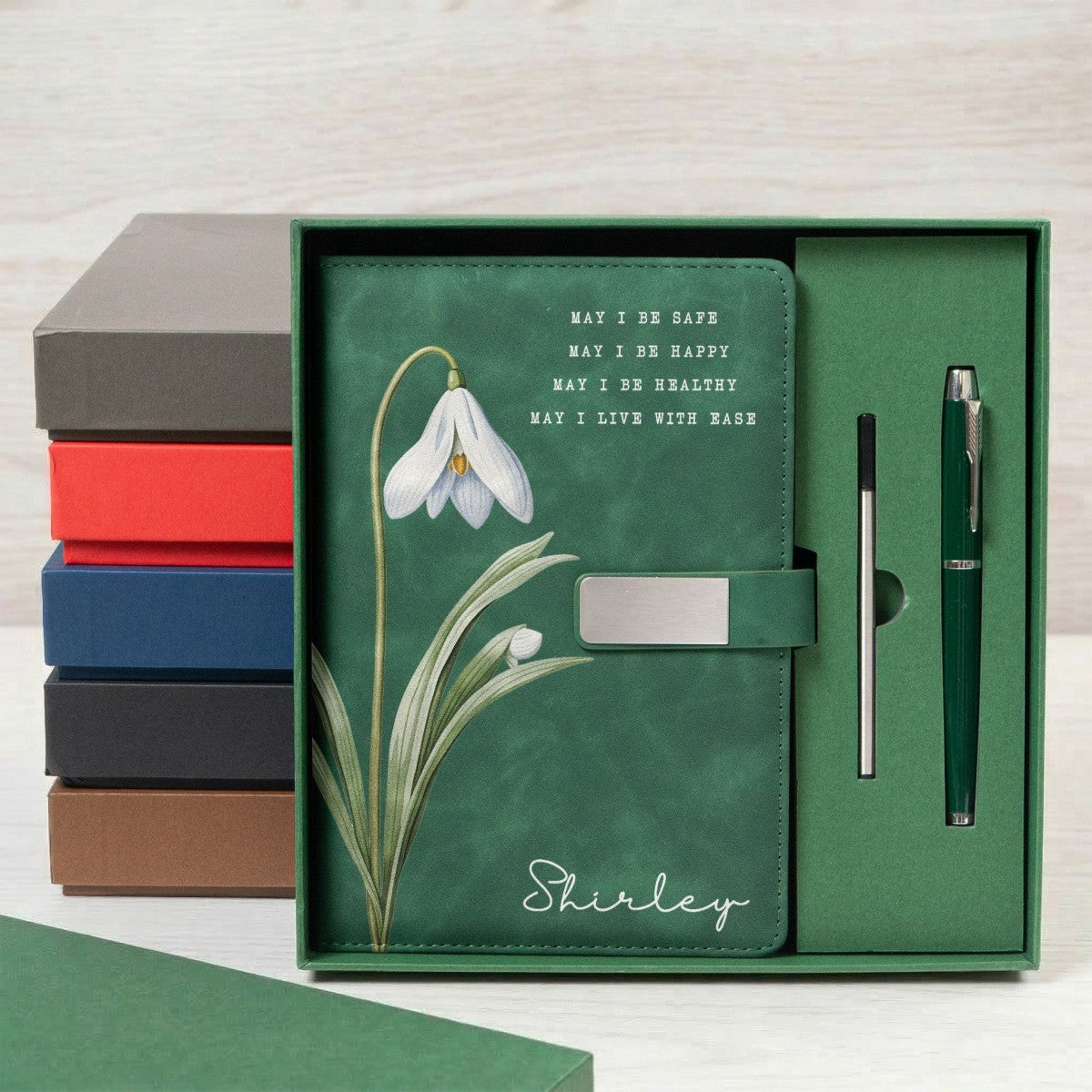 Custom Name & Birth Flower - Metta Prayer Personalized Notebook Set