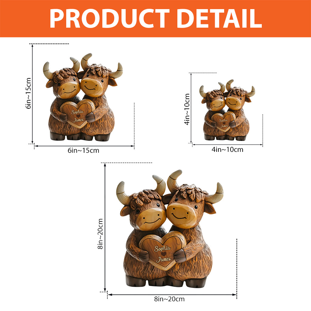 Cute Highland Cow Couple - Personalized Highland Cow Custom Shaped Acrylic Plaque