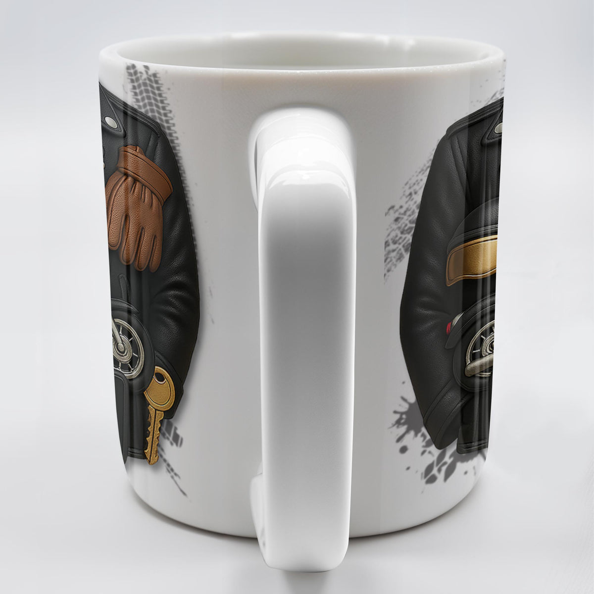 Bike Dad, Motorcycle and Leather Jacket, Personalized Coffee Mug, Gift For Dads and Bikers
