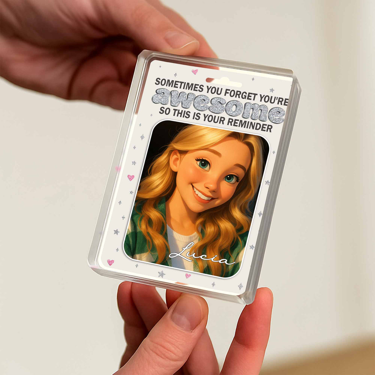 Sometimes You Forget You're Awesome Animated Girl Portrait Personalized Acrylic Plaque Gift For Daughter and Friends