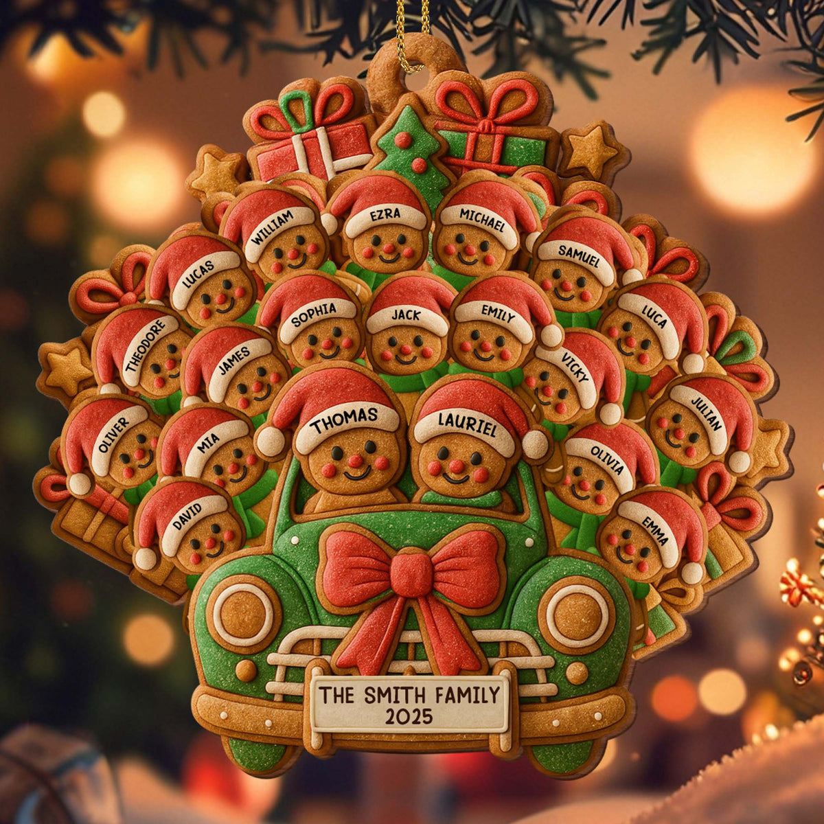 Celebrate Your Family's Holiday With Custom Van And Bears Ornament, Personalized Wood Ornament