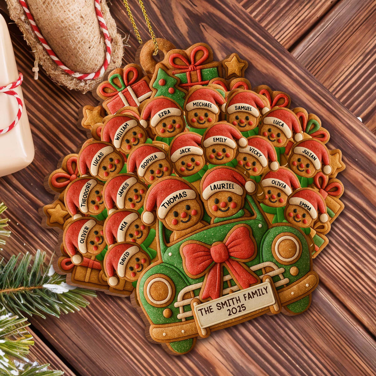 Celebrate Your Family's Holiday With Custom Van And Bears Ornament, Personalized Wood Ornament