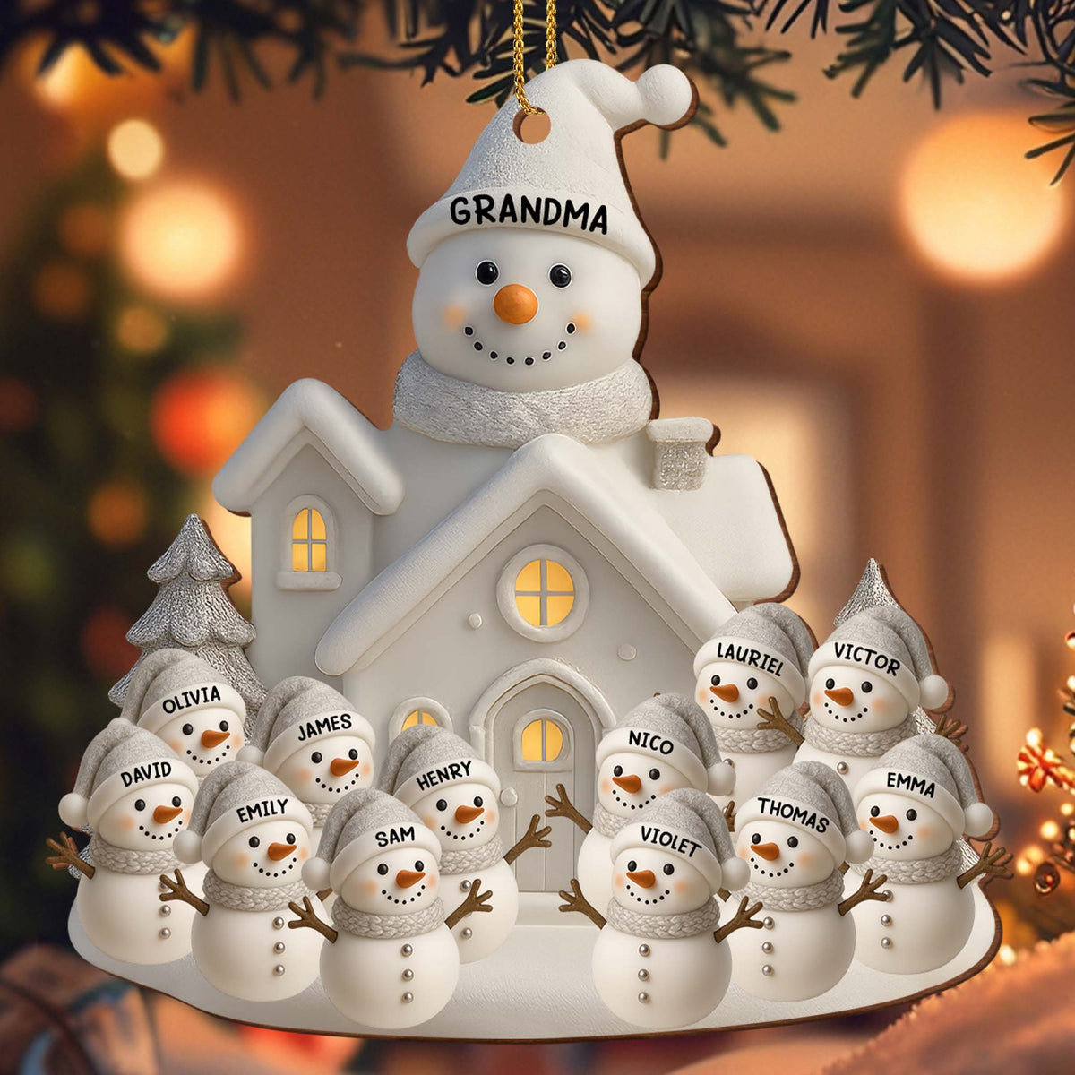 Personalized Celebrate Warmth And Joy With Snowman Family Holiday Wood Ornament Gift For Family