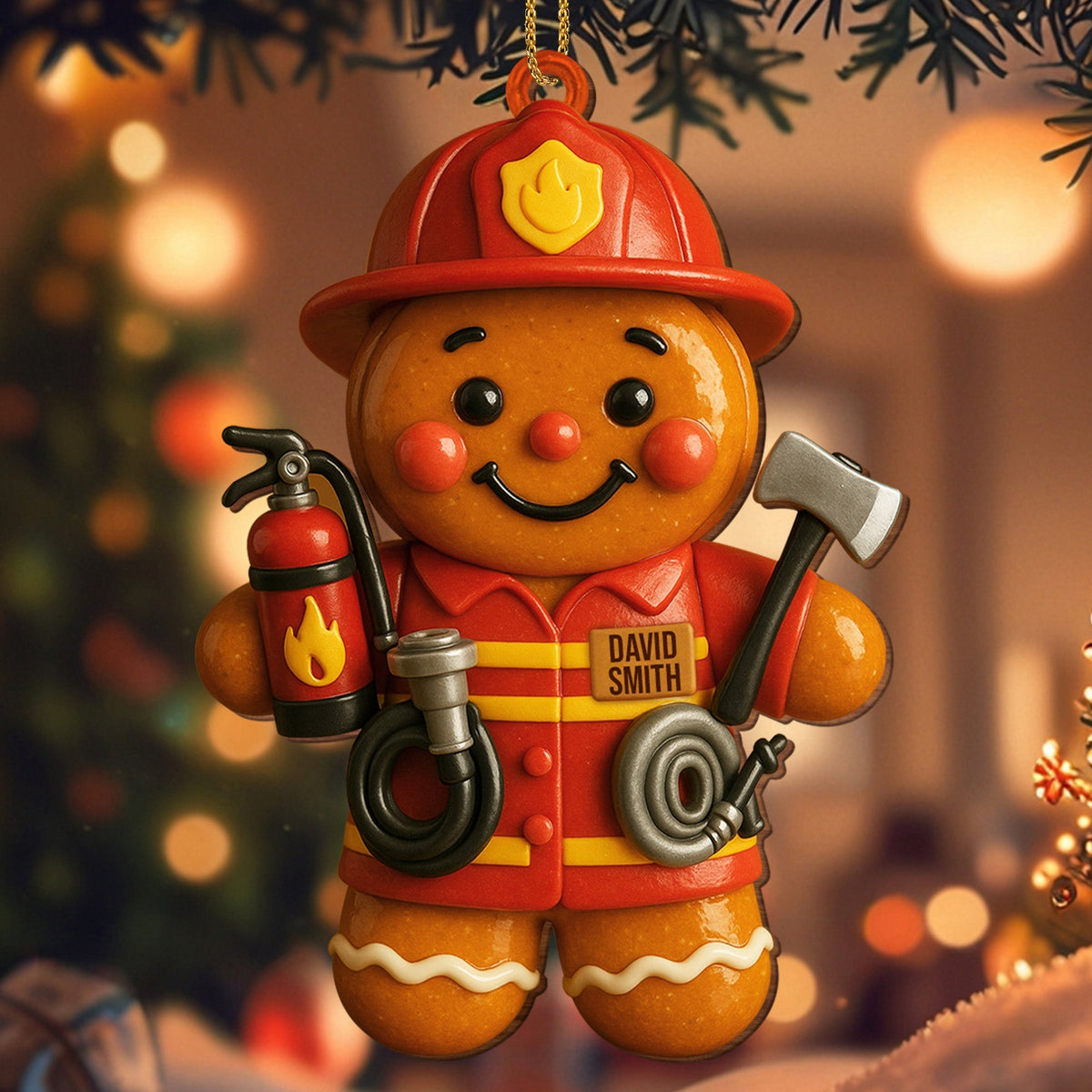 Celebrate The Bravery Of Our Firefighters With Festive Gear, Personalized Wood Ornament Gift For Firefighters