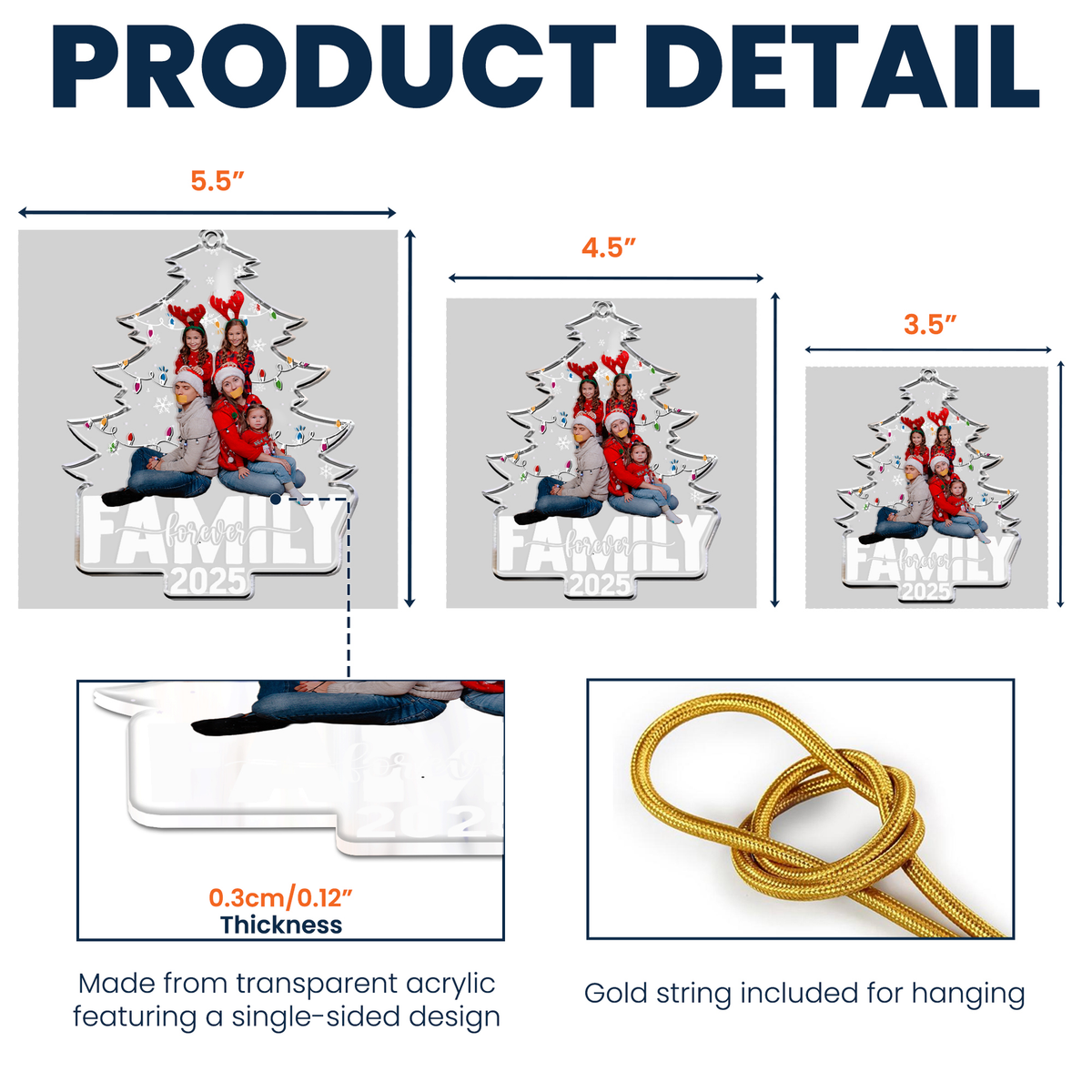 Family Forever Christmas Tree - Personalized Acrylic Photo Ornament