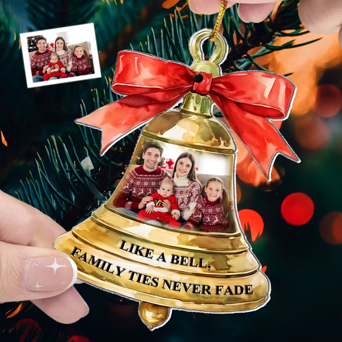 Family Ties Never Fade Personalized Acrylic Photo Ornament