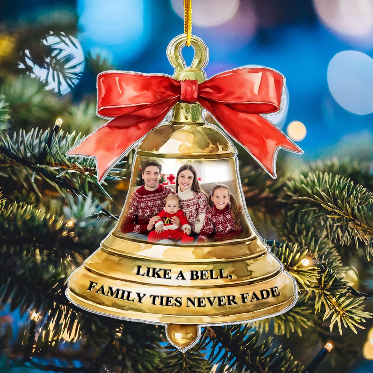 Family Ties Never Fade Personalized Acrylic Photo Ornament