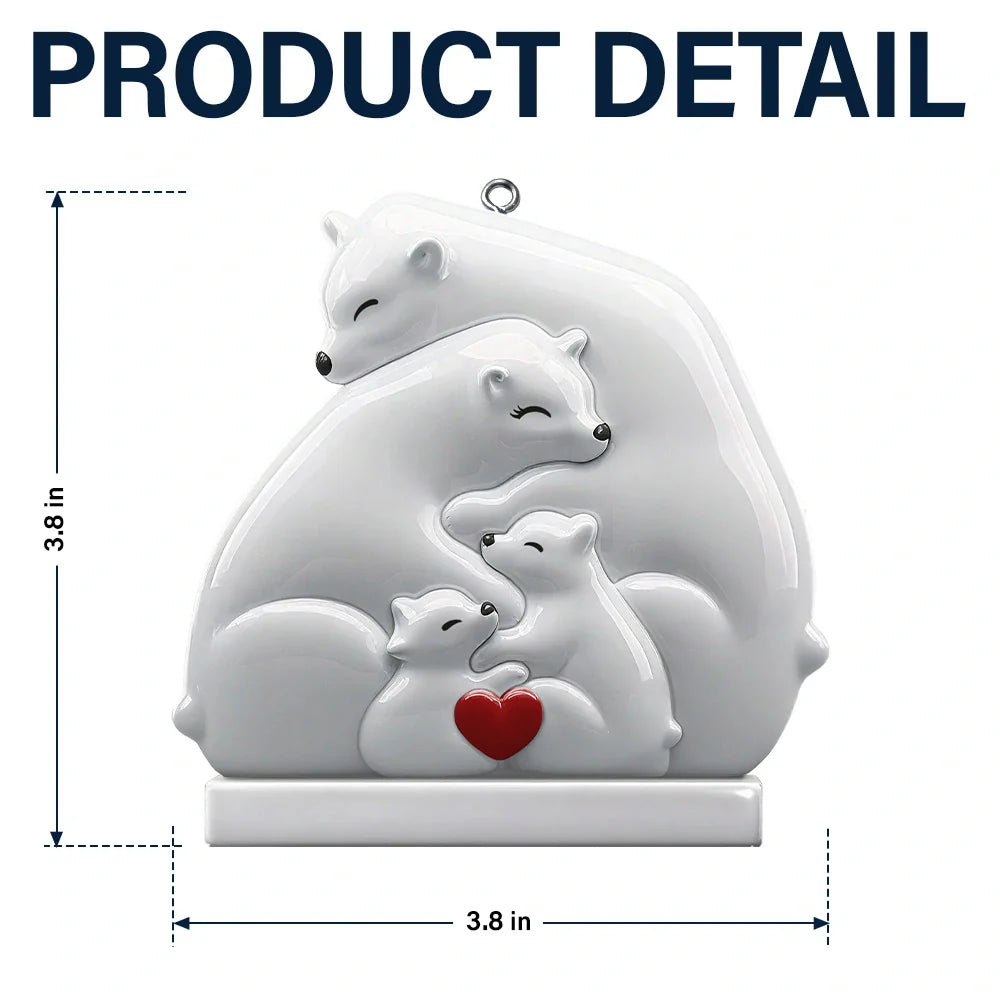 Hugging Bear Family Toile De Jouy Art - Personalized Embossed Ceramic Ornament