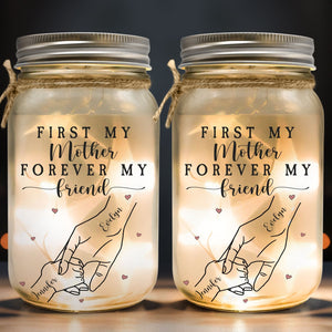 Personalized First My Mother Forever My Friend  Mason Jar Light
