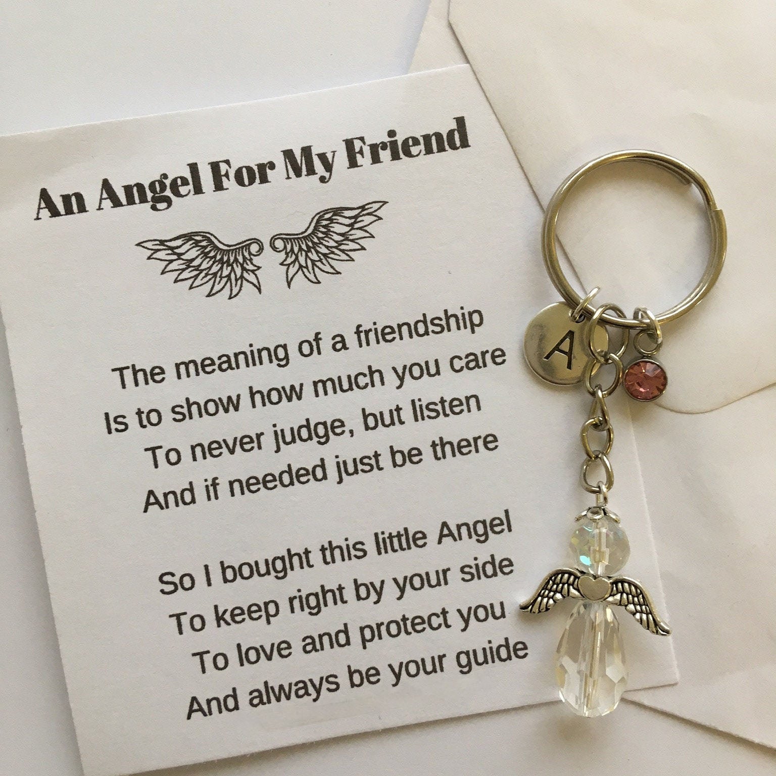 Protection Angel Personalized Guardian Angel Keychain, Best Friend Gift Idea