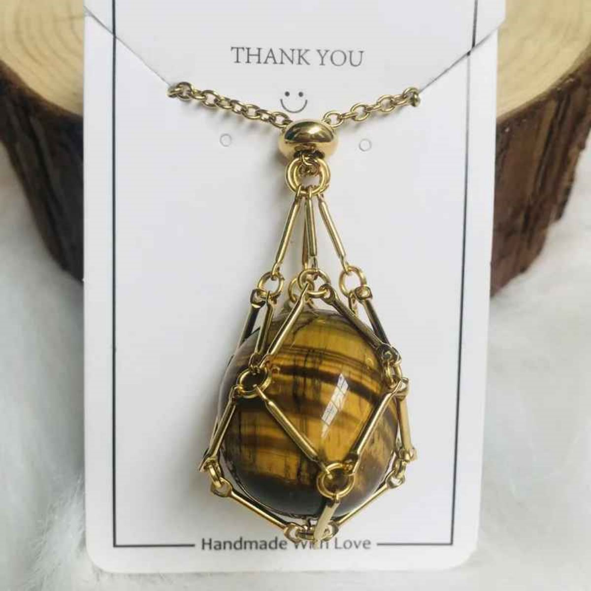 Crystal Gemstone Holder Necklace