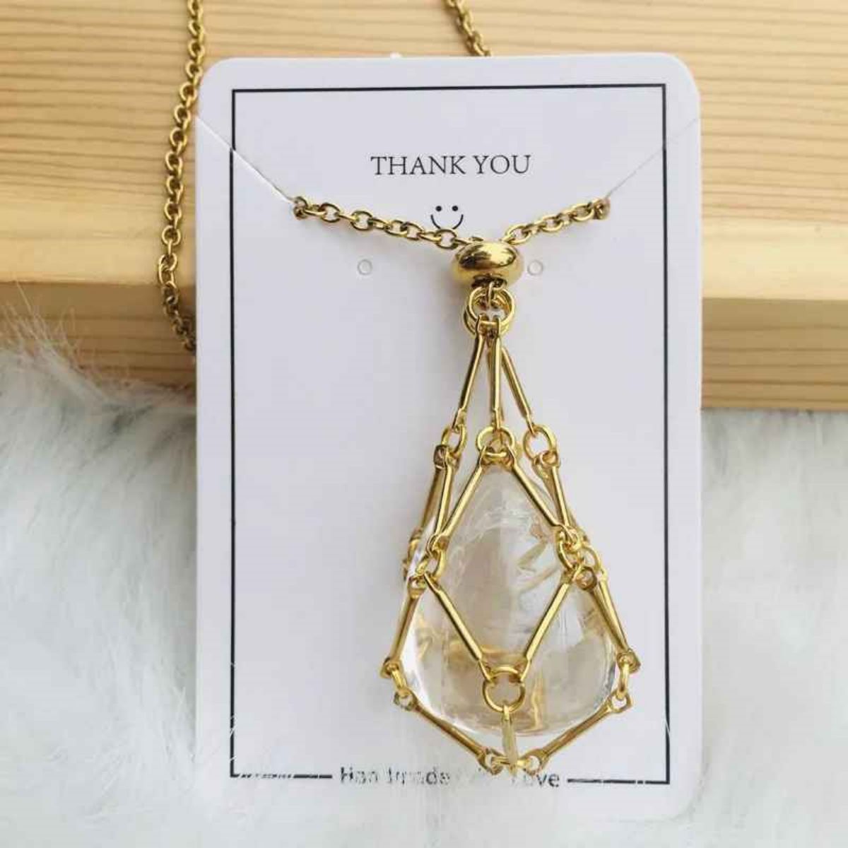 Crystal Gemstone Holder Necklace