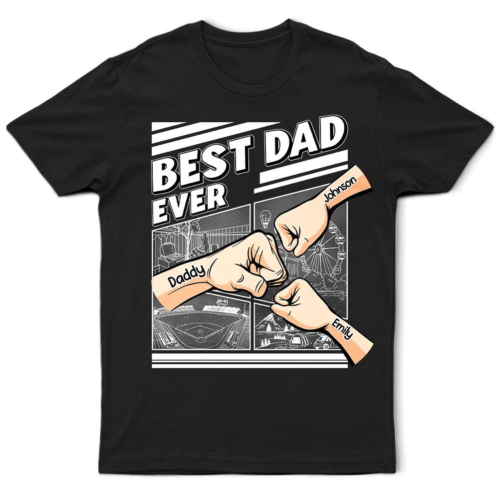 Best Dad Grandpa Hand Punch - Family Personalized Pure Cotton T-Shirt Father's Day Gift