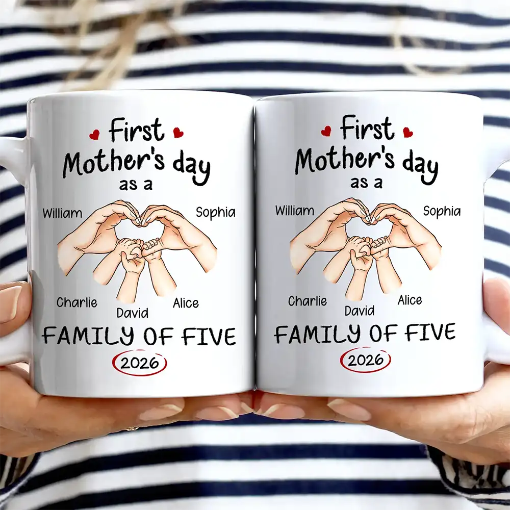 New Family Gift – Personalized Mug "First Time Ever As A Family Of Three"