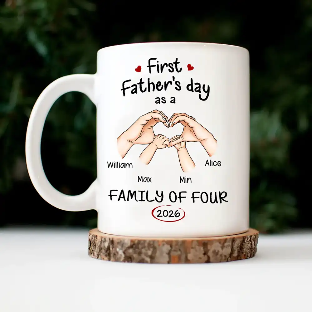 New Family Gift – Personalized Mug "First Time Ever As A Family Of Three"