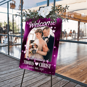 Personalized Photo Glitter Wedding Welcome Sign