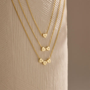 Personalized 3D Heart Charm Necklace, Minimalist Heart Pendent, Custom Initial Heart Necklace, Mother's Day Jewelry Gift for Her