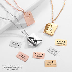 Mother's Day Gift Personalized Engraving Hidden letter Secret Message 3D Envelope Locket necklace