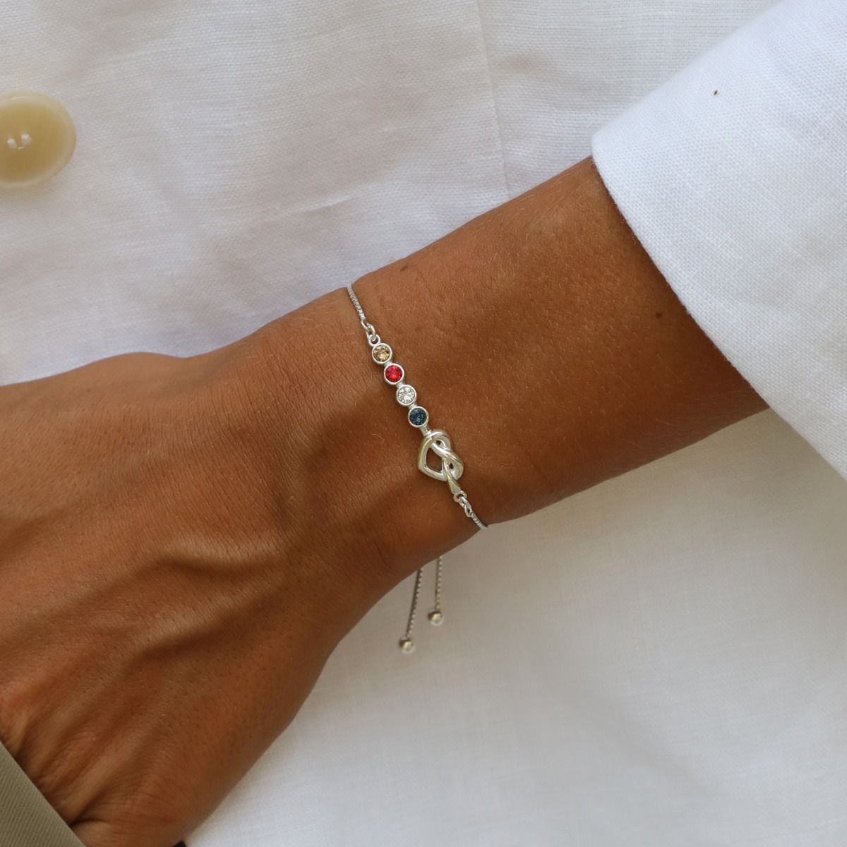 Ties of the Heart - Personalized Adjustable Birthstone Bracelet