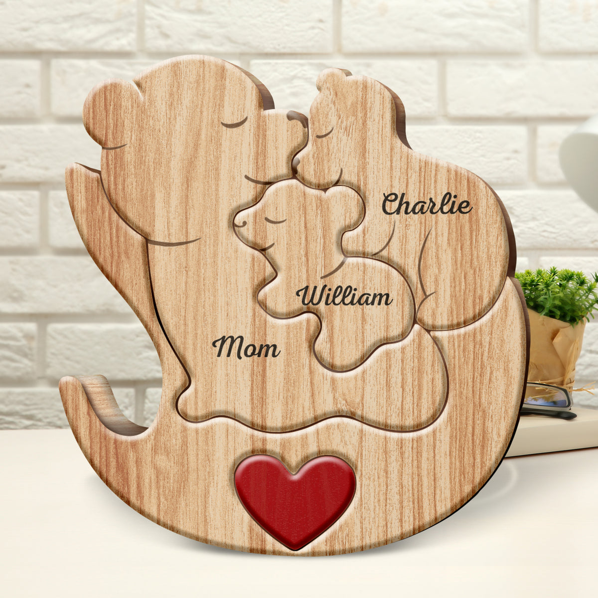 Personalized Mama Bear Wooden Puzzle Gift For Mother,  Family