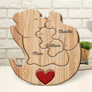 Personalized Mama Bear Wooden Puzzle Gift For Mother,  Family