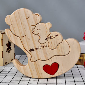 Personalized Mama Bear Wooden Puzzle Gift For Mother,  Family