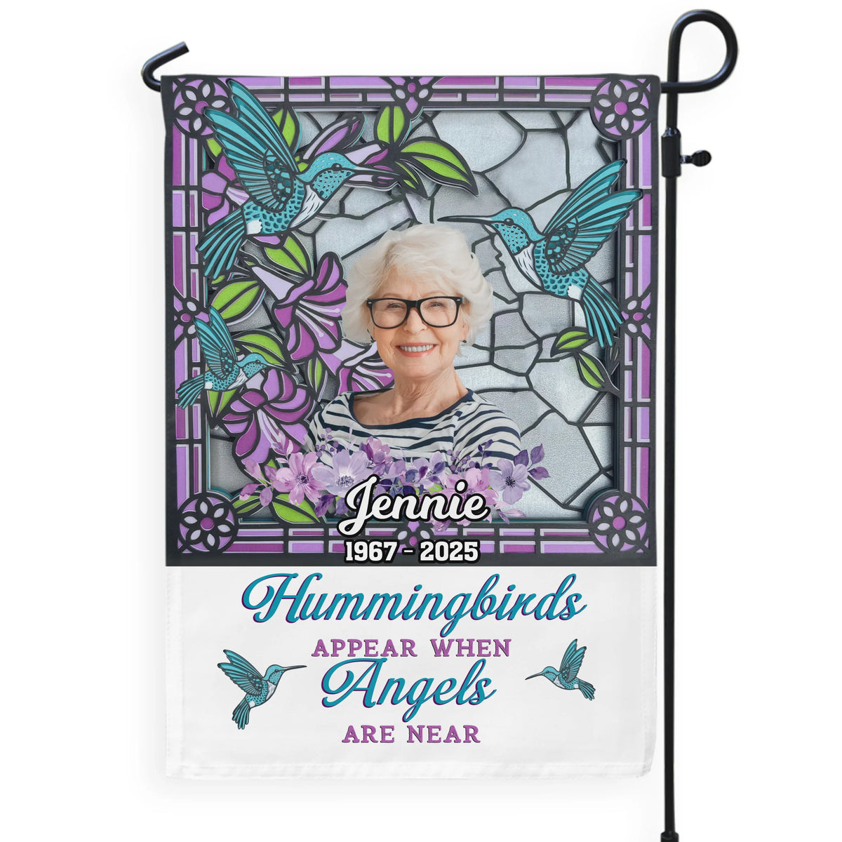 Hummingbirds Appear When Angels Are Near - Personalized Garden Flag, Memorial Gift