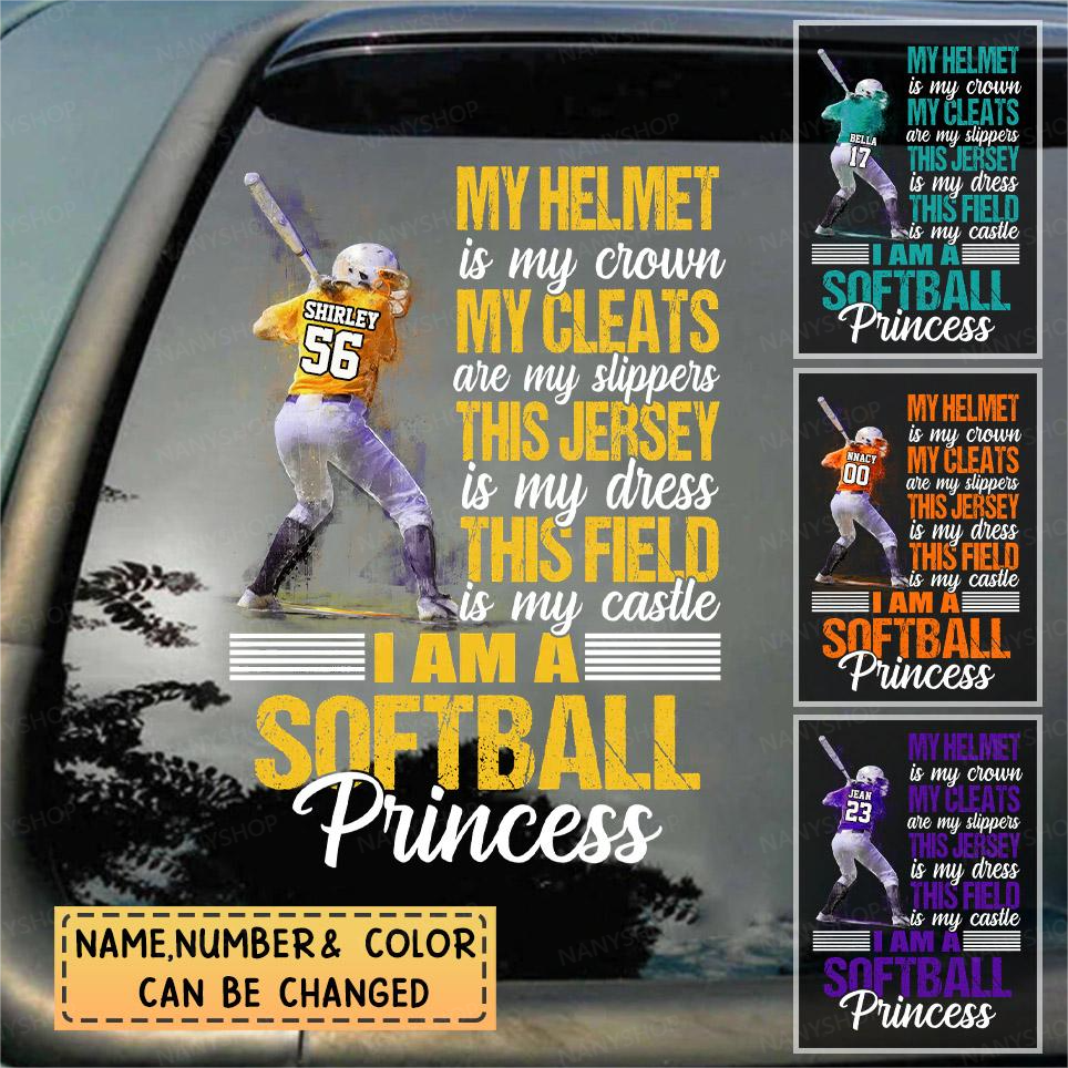 Personalized Gift For Softball Lover Decal-I Am A Softball Princess