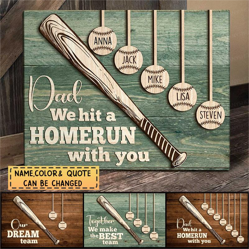 Personalized Gift for Baseball Lovers/Baseball Dad Poster-Dad We Hit A Homerun With You