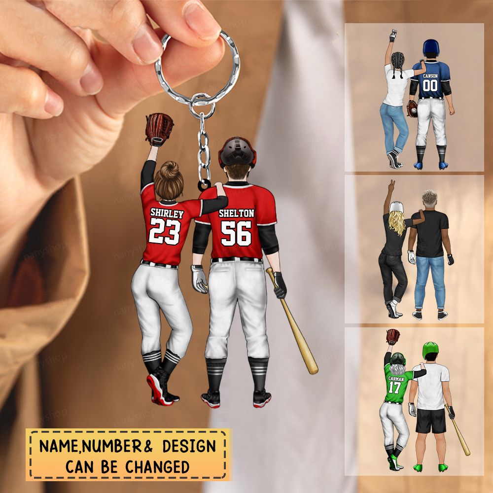 Personalized gift for Baseball lover Acrylic Keychain-Baseball Couple