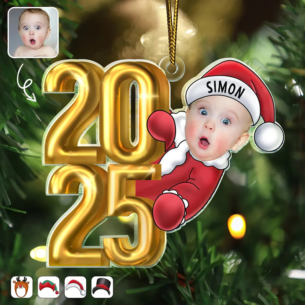 Custom Photo Christmas Santa Baby Personalized Cutout Acrylic Ornament