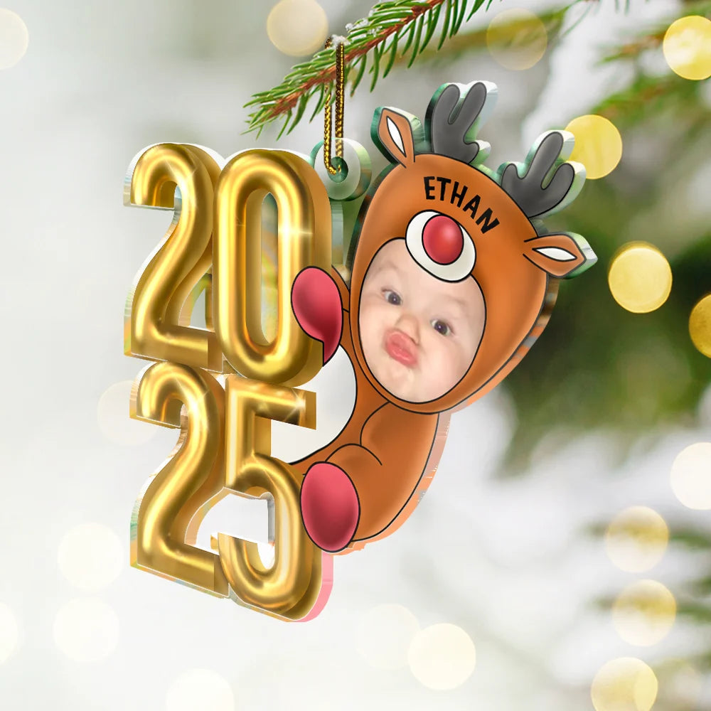 Custom Photo Christmas Santa Baby Personalized Cutout Acrylic Ornament