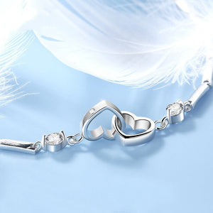 Motler & Daughter Forever Linked Together Personalized Birthstone Double Heart Bracelet