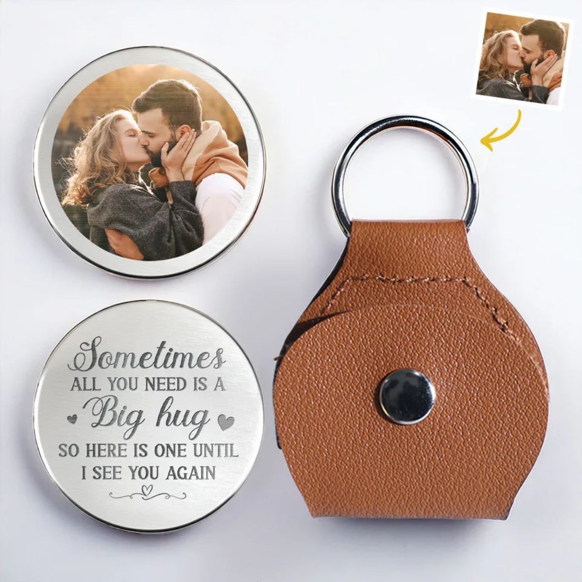 Custom Photo Sometimes All You Need Is A Big Hug - Couple Personalized Pocket Hug