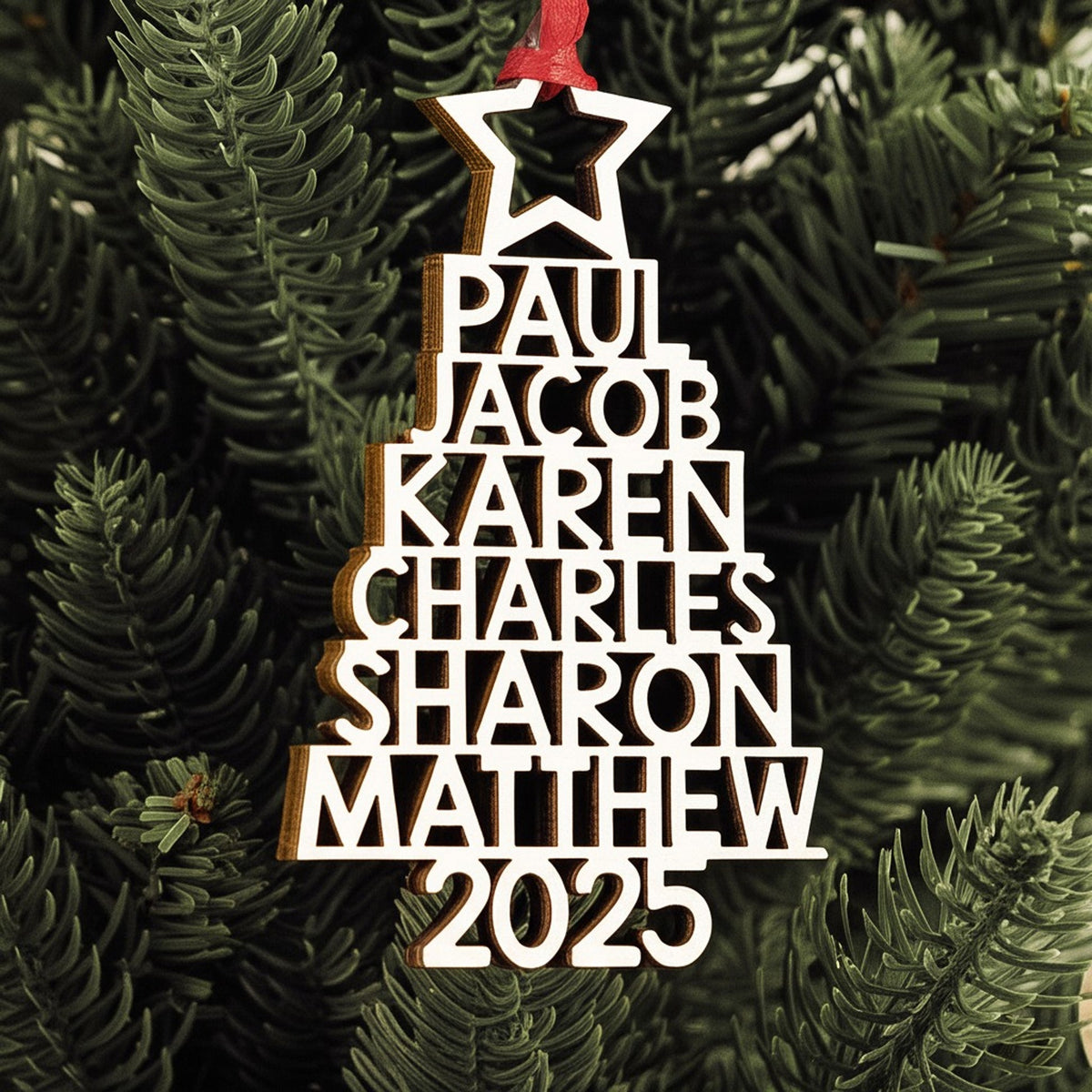Family Names 2025 Christmas Tree Ornament Personalized Family Ornament