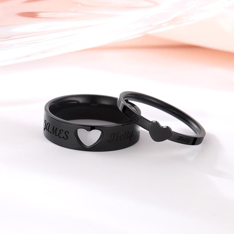 Couple Ring - Personalized Name Matching Heart Promise Rings
