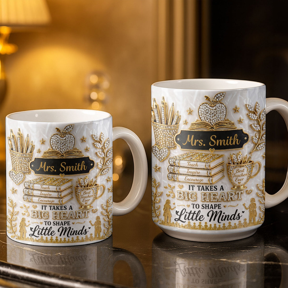 Teacher Gift – Personalized "Teach, Inspire, Encourage" Coffee Mug