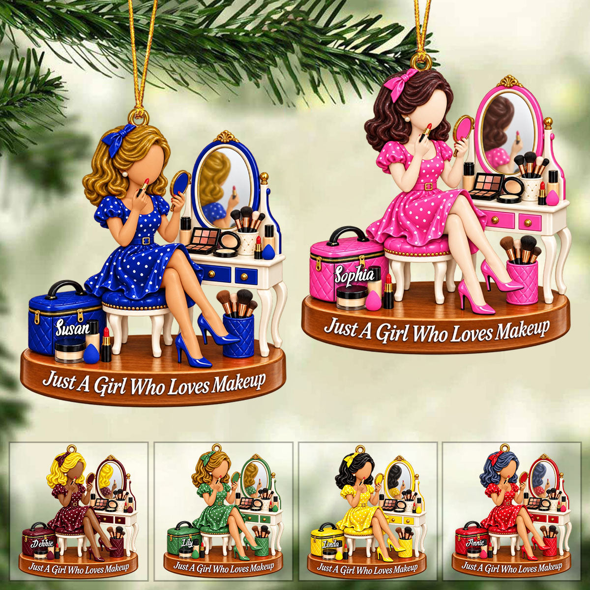 Just a Girl Who Loves Makeup- Personalized Ornament, Christmas Gift for Beauty Lover