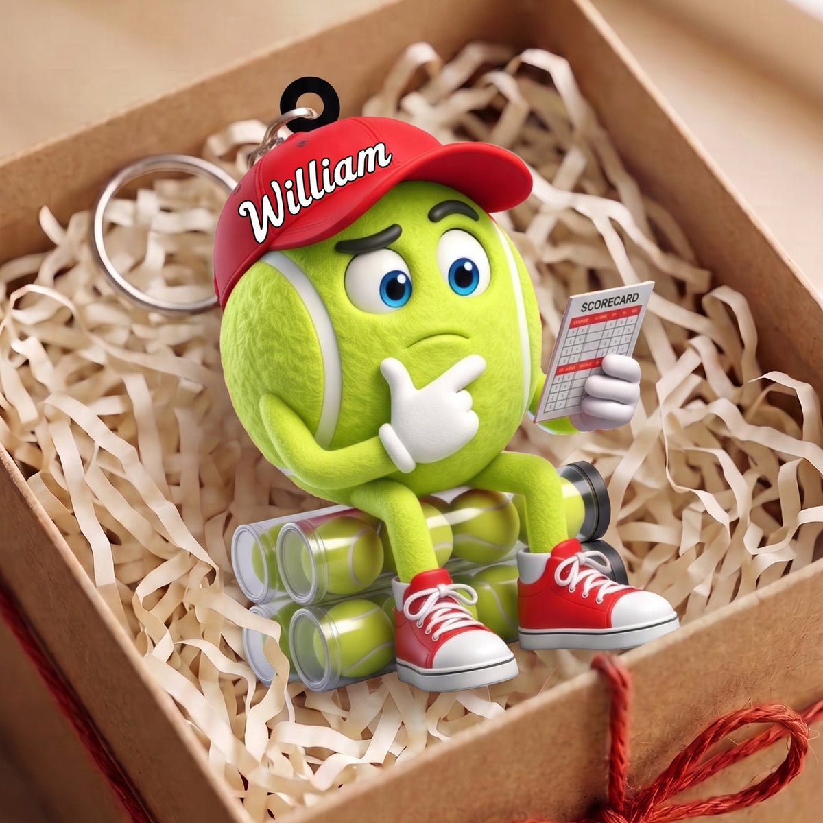 Check The Scorecard Tennis Keychain Personalized Cute Tennis Ball Mascot Keychain