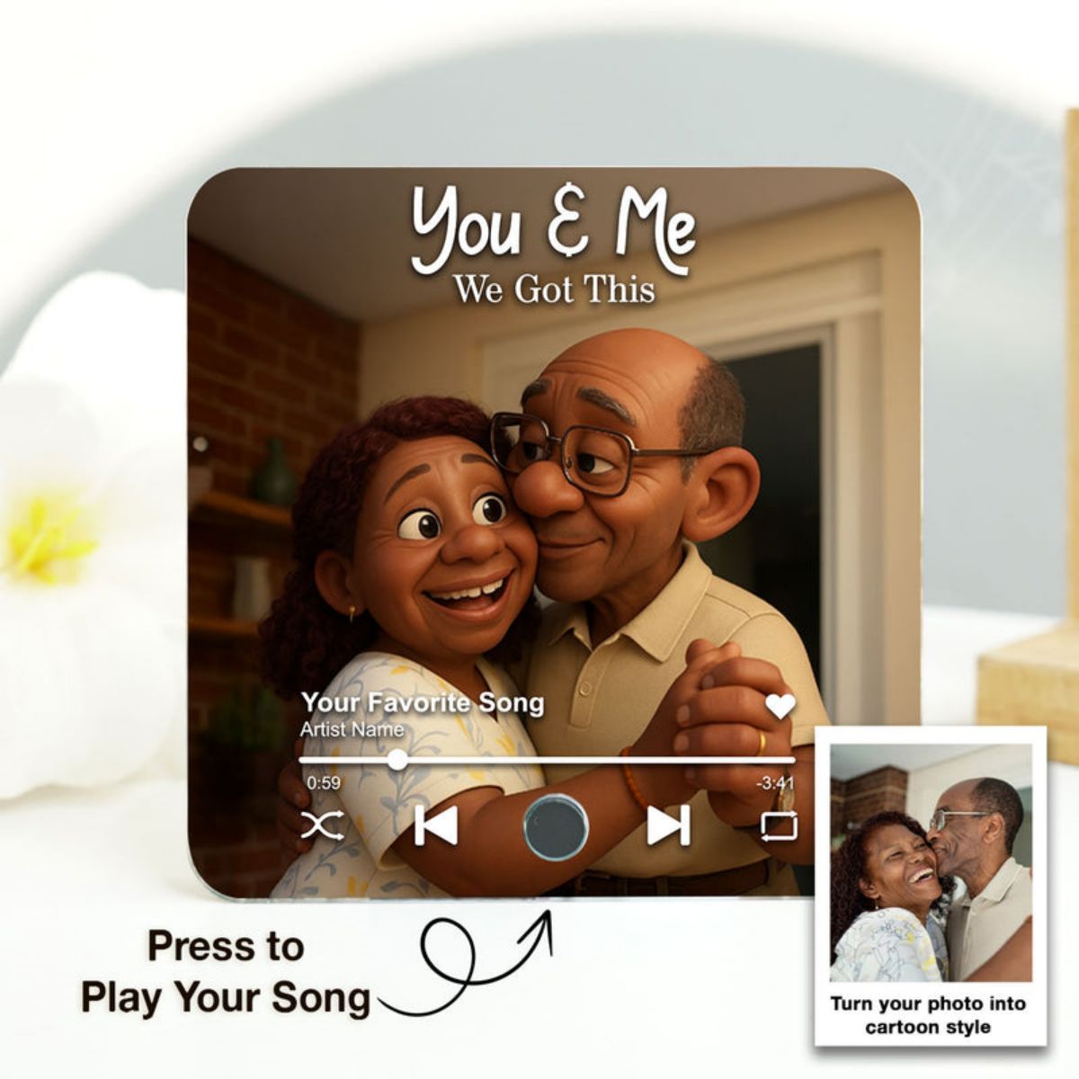 I Want to Grow Old with You Cartoon Couple Personalized Music Fridge Magnet, Heartfelt 2025 Gift, Anniversary Gift For Couple, For Him, For Her, Husband, Wife