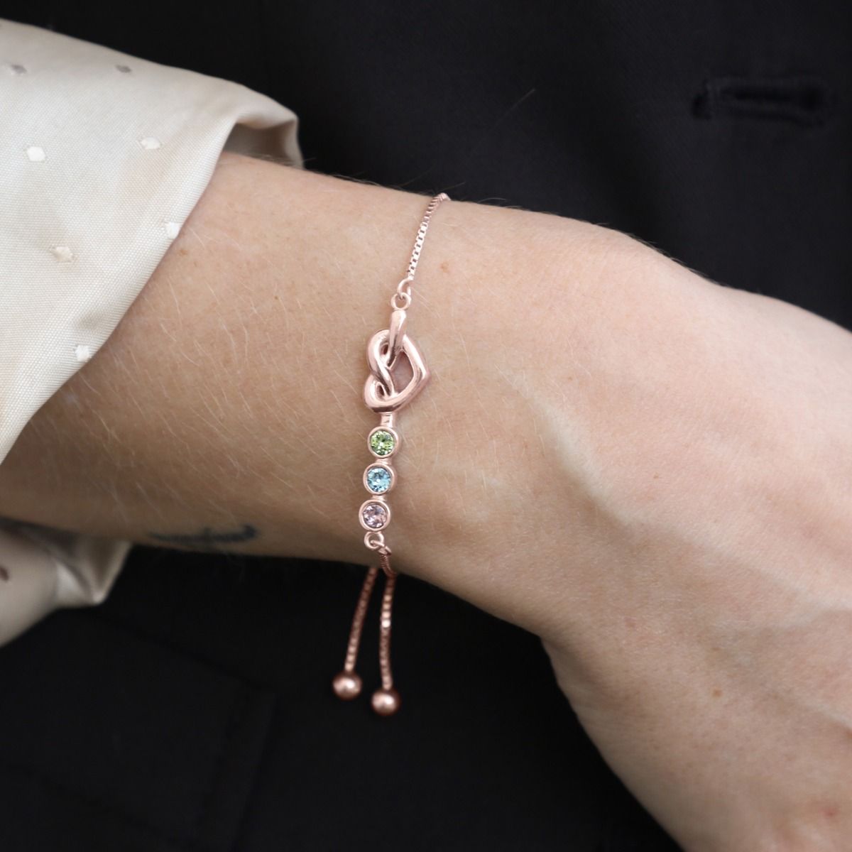 Ties of the Heart - Personalized Adjustable Birthstone Bracelet