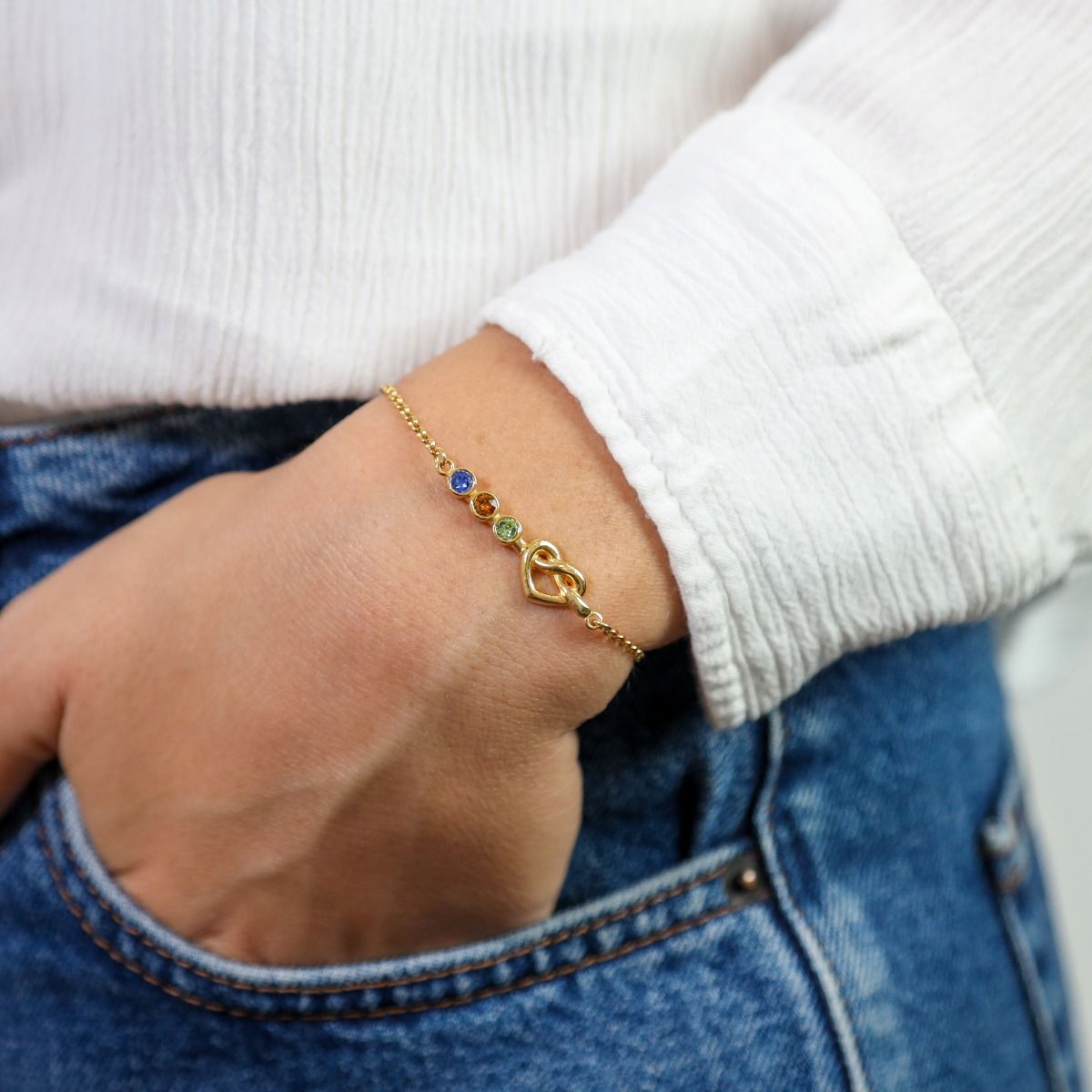 Ties of the Heart - Personalized Adjustable Birthstone Bracelet