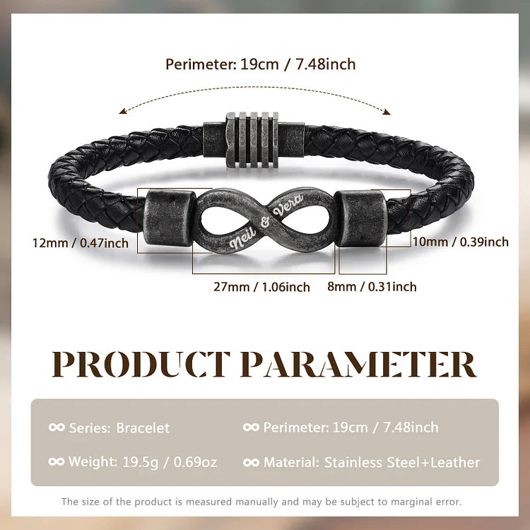 All because two people fell madly in love-Personalized Couple names Leather Bracelet
