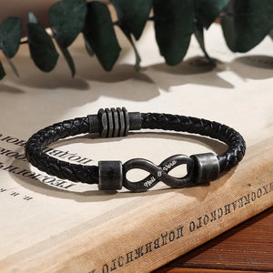 All because two people fell madly in love-Personalized Couple names Leather Bracelet