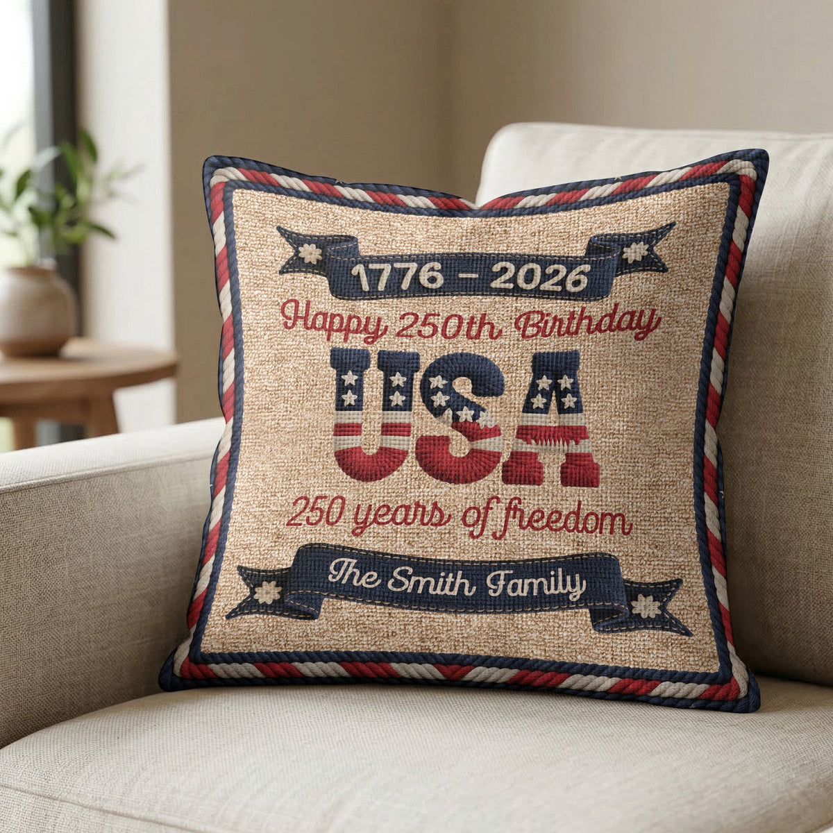 America 250th Birthday - Personalized Pillow Cover