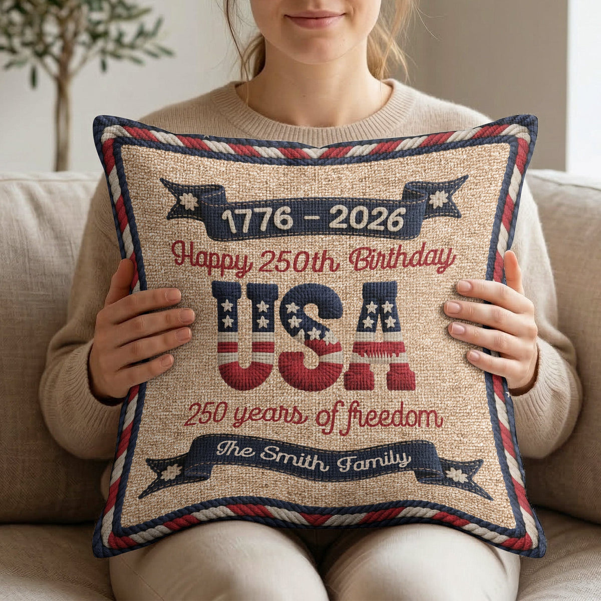 America 250th Birthday - Personalized Pillow Cover